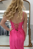 Load image into Gallery viewer, Royal Blue Spaghetti Straps Satin Long Corset Formal Dress with Slit