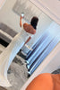 Load image into Gallery viewer, White Satin Mermaid Corset Formal Dress with Slit