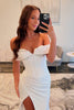 Load image into Gallery viewer, White Satin Mermaid Corset Formal Dress with Slit
