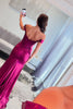 Load image into Gallery viewer, Hot Pink Metallic Mermaid Corset Formal Dress with Slit