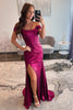 Load image into Gallery viewer, Hot Pink Metallic Mermaid Corset Formal Dress with Slit