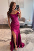 Load image into Gallery viewer, Hot Pink Metallic Mermaid Corset Formal Dress with Slit