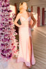 Load image into Gallery viewer, Sparkly Pink Beaded Satin Corset Formal Dress with Slit