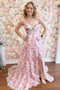 Load image into Gallery viewer, Pink Floral Tiered Corset Formal Dress with Slit
