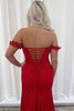 Load image into Gallery viewer, Sparkly Red Satin Mermaid Corset Formal Dress with Slit