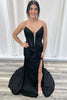 Load image into Gallery viewer, Black Satin Mermaid Long Corset Formal Dress with Slit
