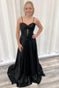 Load image into Gallery viewer, Black Satin Corset A Line Long Formal Dress