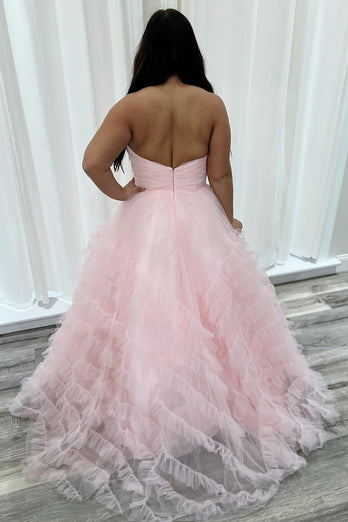 Lilac Sweetheart Tulle Tiered A Line Long Formal Dress