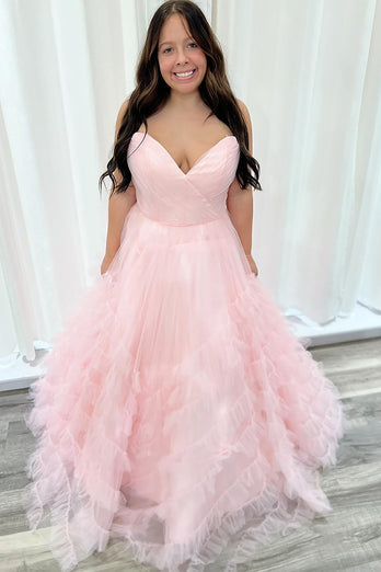 Lilac Sweetheart Tulle Tiered A Line Long Formal Dress