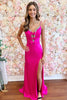 Load image into Gallery viewer, Fuchsia Satin Long Mermaid Formal Dress with Beading