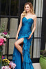 Load image into Gallery viewer, Royal Blue Sweetheart Chiffon Tiered Formal Dress with Slit