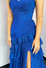 Load image into Gallery viewer, Royal Blue Sweetheart Chiffon Tiered Formal Dress with Slit