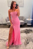 Load image into Gallery viewer, Sparkly Pink Sequin Long Corset Formal Dress with Slit
