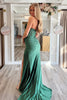 Load image into Gallery viewer, Dark Green Satin Sheath Corset Formal Dress with Slit