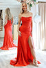 Load image into Gallery viewer, Dark Green Satin Sheath Corset Formal Dress with Slit