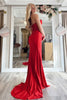 Load image into Gallery viewer, Dark Green Satin Sheath Corset Formal Dress with Slit