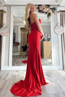 Load image into Gallery viewer, Dark Green Satin Sheath Corset Formal Dress with Slit