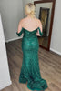Load image into Gallery viewer, Sparkly Dark Green Sequin Mermaid Formal Dress with Slit