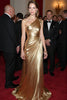 Load image into Gallery viewer, Golden Metallic Ruched One Shoulder Long Formal Dress