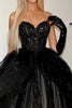 Load image into Gallery viewer, Black Sweetheart Tulle Ball Gown Corset Long Formal Dress (Gloves Not Included)