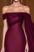 Load image into Gallery viewer, Cabernet Off the Shoulder Tulle Mermaid Long Formal Dress