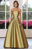 Load image into Gallery viewer, Gold Metallic Strapless Princess Long Formal Dress