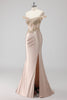 Load image into Gallery viewer, Champagne Off the Shoulder Corset Mermaid Formal Dress with Slit