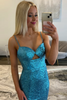 Load image into Gallery viewer, Sparkly Blue Sequin Mermaid Long Formal Dress with Slit