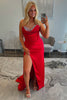 Load image into Gallery viewer, Red Sweetheart Satin Long Formal Dress with Slit