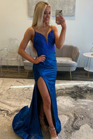 Load image into Gallery viewer, Sparkly Royal Blue Mermaid Long Formal Dress with Beading