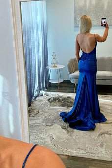 Sparkly Royal Blue Mermaid Long Formal Dress with Beading