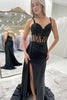 Load image into Gallery viewer, Royal Blue Satin Long Corset Formal Dress with Appliques