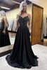 Load image into Gallery viewer, Black Satin Long A-Line Corset Formal Dress with Beading