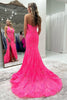 Load image into Gallery viewer, Pink Lace Halter Mermaid Long Formal Dress with Slit