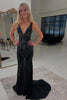 Load image into Gallery viewer, Sparkly Black Beaded Long Formal Dress with Train