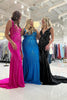 Load image into Gallery viewer, Sparkly Black Beaded Long Formal Dress with Train