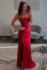 Load image into Gallery viewer, Red Satin Mermaid Long Corset Formal Dress with Appliques