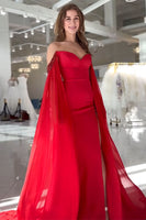 Load image into Gallery viewer, Red Chiffon Sweetheart Sheath Long Formal Dress with Slit