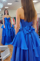 Load image into Gallery viewer, Royal Blue Corset Tiered Long Formal Dress with Ruffles