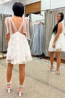 Load image into Gallery viewer, White Tulle Short Formal Dress with Appliques
