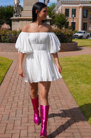 Load image into Gallery viewer, White A Line Short Formal Dress with Ruffles