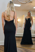 Load image into Gallery viewer, Black Sheath Sweetheart Long Formal Dress with Bow