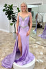 Load image into Gallery viewer, Lilac Corset Satin Long Formal Dress with Rhinestone