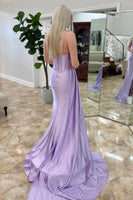 Load image into Gallery viewer, Lilac Corset Satin Long Formal Dress with Rhinestone