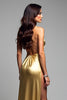 Load image into Gallery viewer, Golden Halter Metallic A-Line Long Formal Dress with Slit