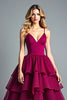 Load image into Gallery viewer, Burgundy Chiffon Tiered High Low A Line Long Formal Dress