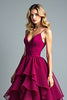 Load image into Gallery viewer, Burgundy Chiffon Tiered High Low A Line Long Formal Dress