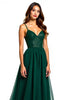 Load image into Gallery viewer, Dark Green Spaghetti Straps A-Line Long Formal Dress with Slit