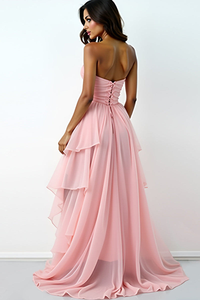 Load image into Gallery viewer, Blush Pink Sweetheart Ruffled A-Line High Low Formal Dress
