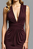 Load image into Gallery viewer, Cabernet Sheath Deep V-Neck Ruched Long Formal Dress